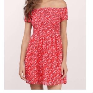 Off the shoulder red dress